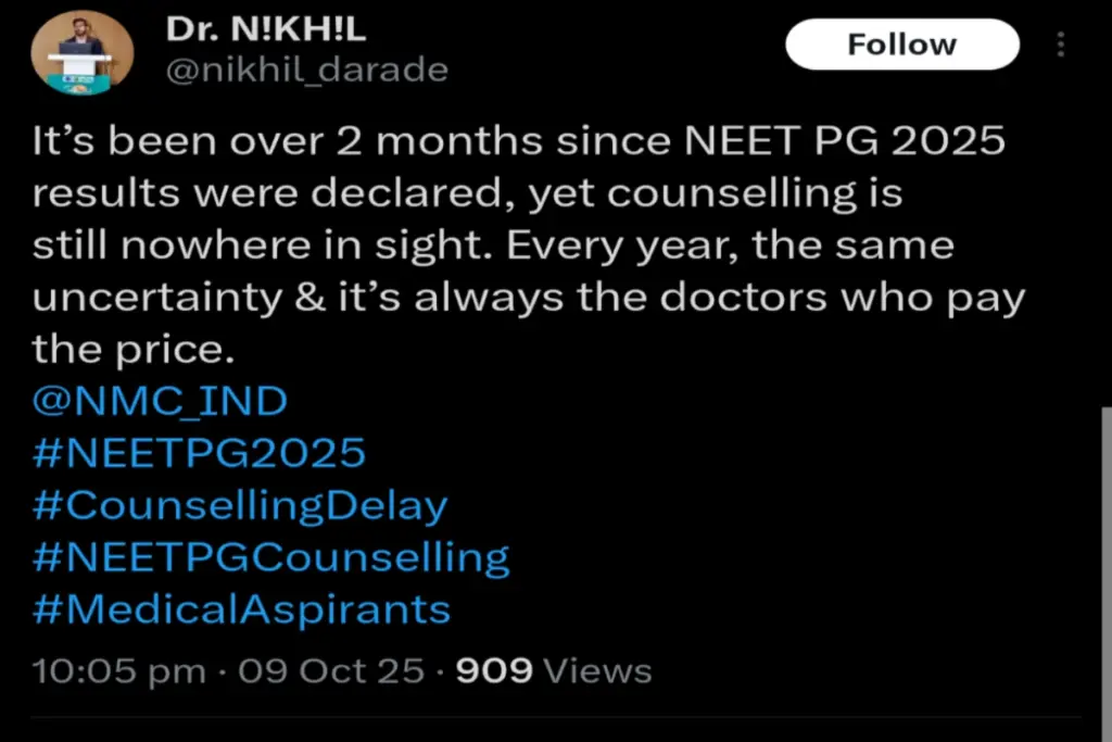 Students Frustration on NEET PG 2025 Counselling Delay