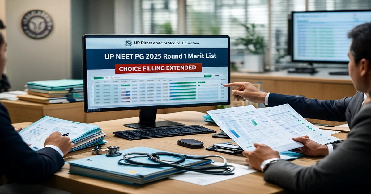 UP NEET PG 2025 Round 1 Merit List Out; Choice Filling Extended