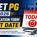 NEET PG 2026 application form last date today banner with calendar, stethoscope, and bold deadline announcement.