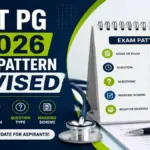NEET PG 2026 exam pattern revised announcement with exam pattern checklist and medical-themed visuals.